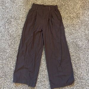 Halara High-Waisted Brown Wide-Leg Linen Pants